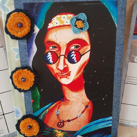 Mona Lisa Hippie Journal Handmade One of a Kind - Picture 3 of 7